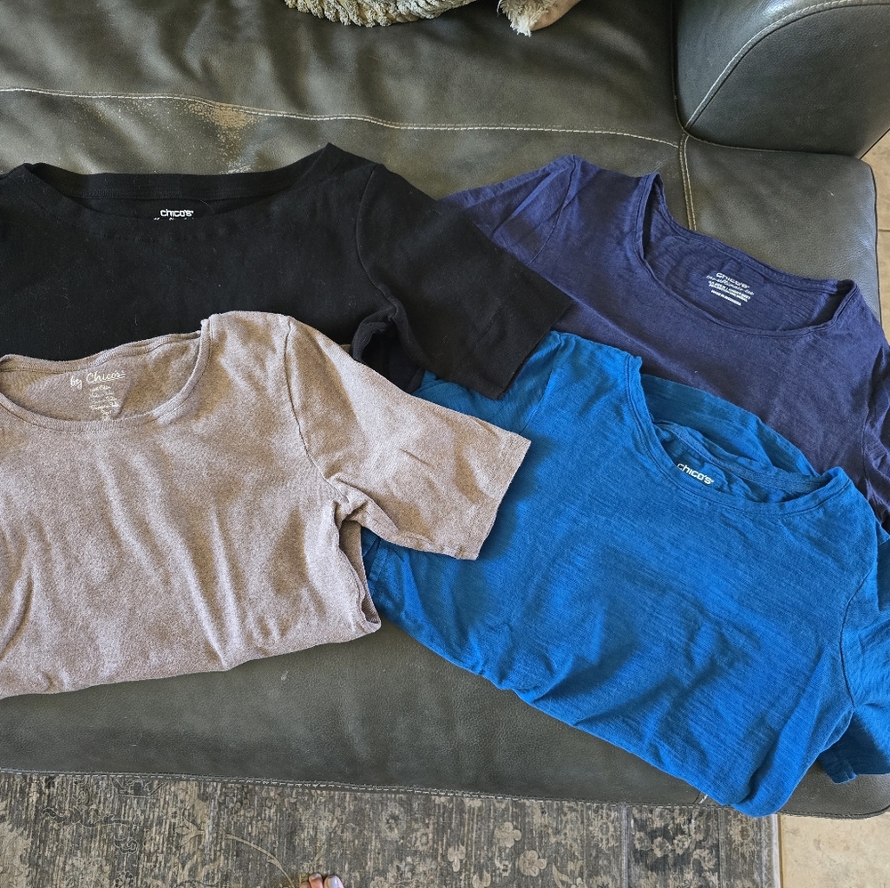 4 Chico's Size 1 (M) T Shirts 3/4 Sleeve